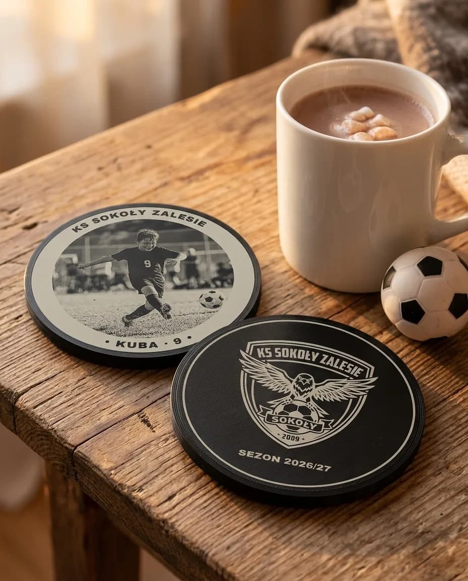 Coasters with a club crest and player photo