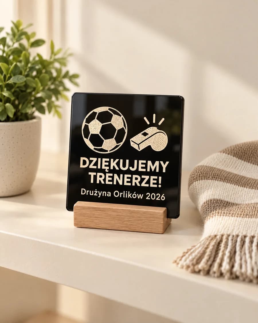 Thank-you plaque for a coach (AI visualisation)