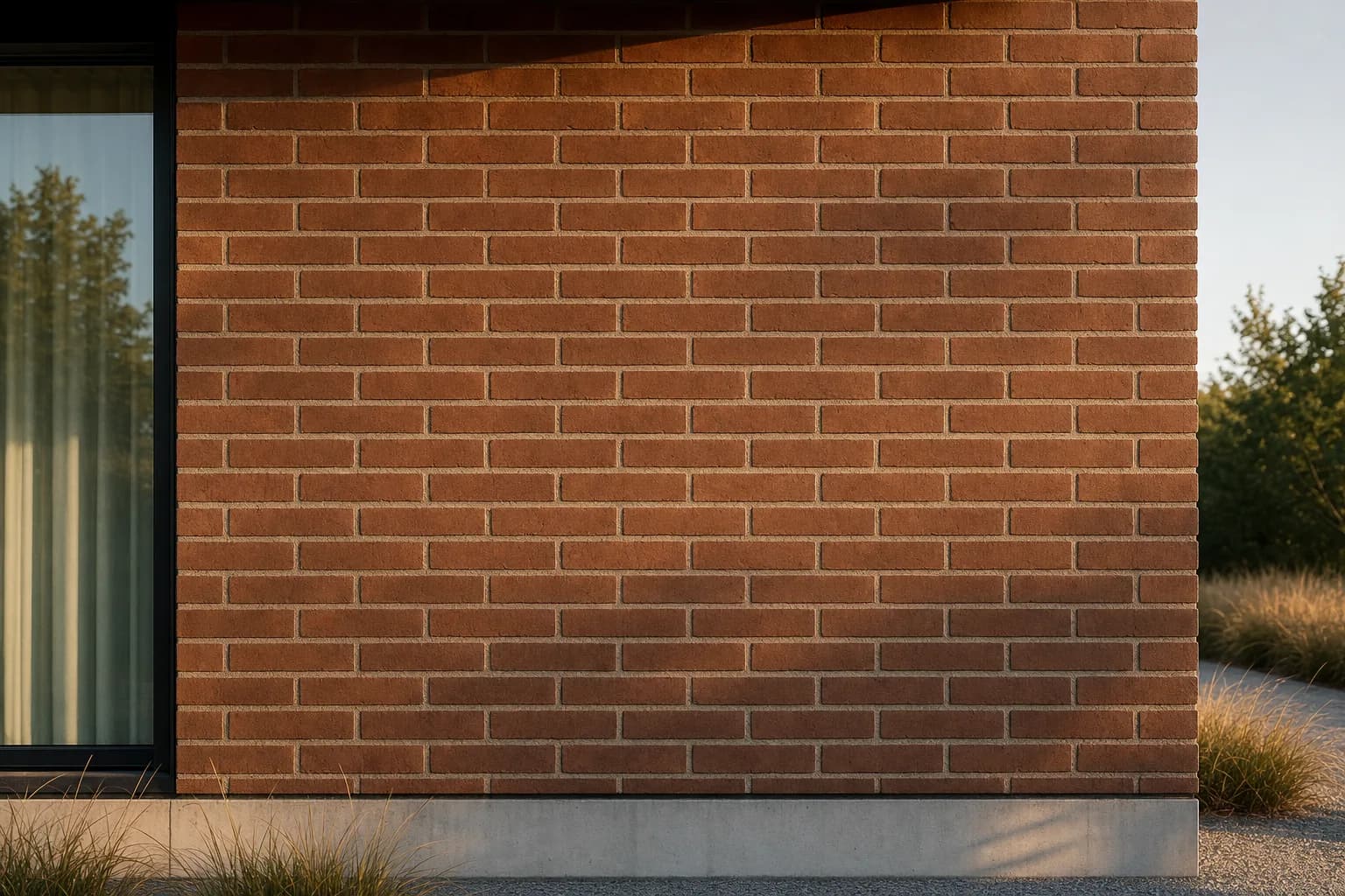 Ziegelwand, warmes Licht