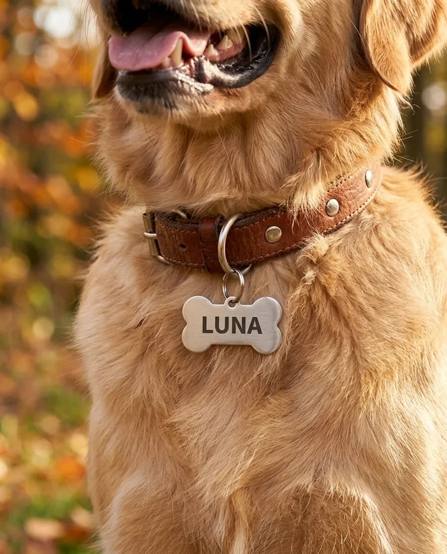 Bone tag on a dog collar