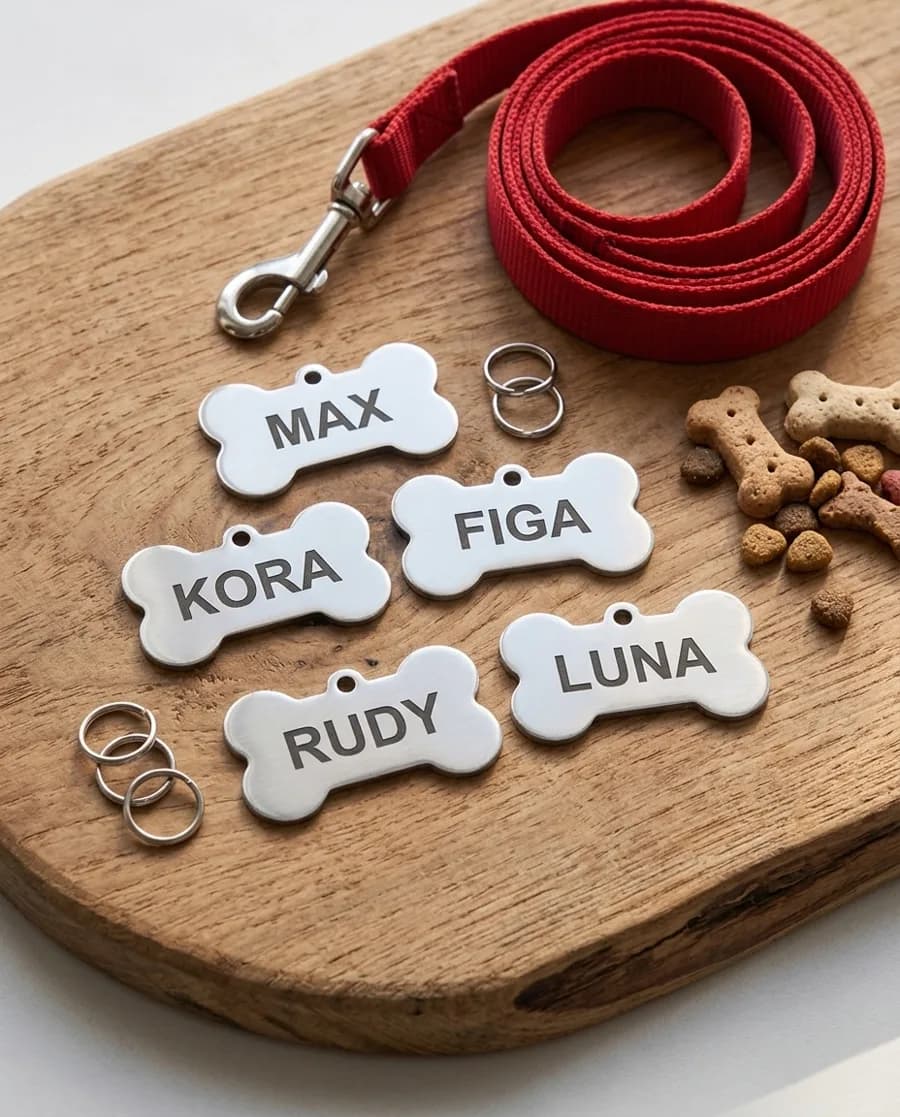 Engraved dog ID tags
