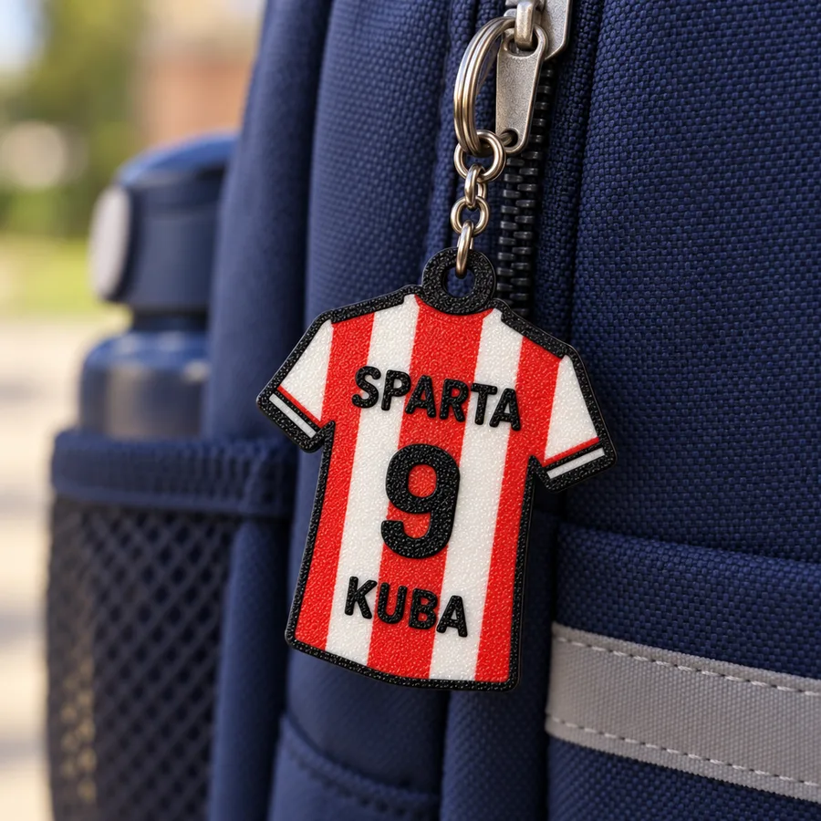Gestreifter Trikot-Anhänger am Schulrucksack
