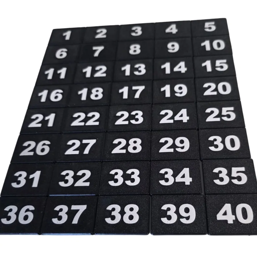 Number tags 1 to 40